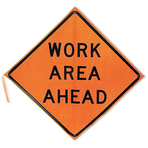 Roll-Up Traffic Sign - "Work Area Ahead" H-5496 - ULINE