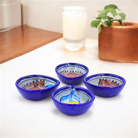 Blue Pottery Diyas-Set of 4 – Natriel