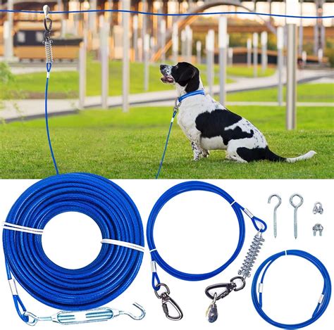 Amazon.com : Derkriy Dog Tie Out Runner Cable for Yard, Heavy Duty Dog ...