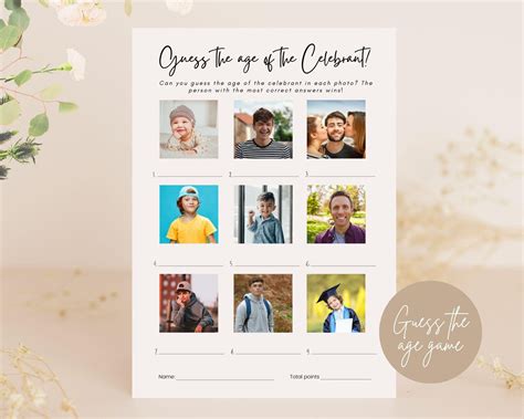 EDITABLE Guess the Age Game, Guess the Age of the Celebrant Game ...