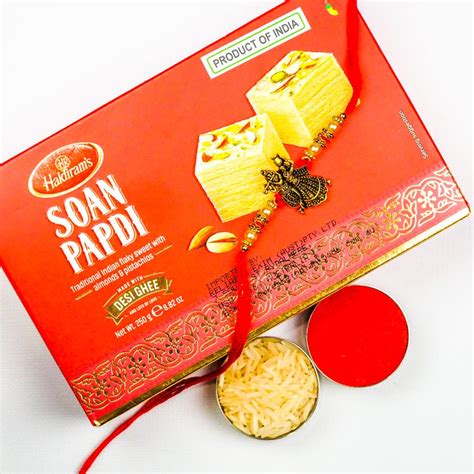 Send Radha Krishna Rakhi With Soan Papdi to Australia Online ...