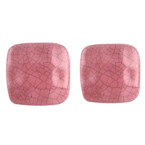 Pink Square Crackle Ceramic Drawer Knob