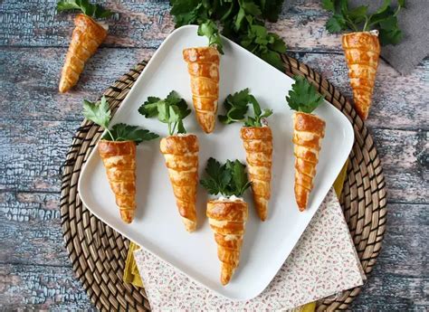 Carrot shaped croissant cones : a cute easter appetizer with goat ...