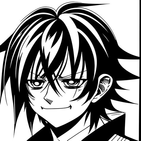 L lawliet sinister smile side view, manga panel portrait style, black ...
