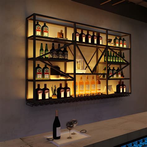 Wall Mounted Iron Wine Racks Modern Style Wine Holder Rack in Black ...