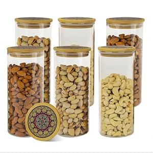 Buy The Better Home Pack of 6 Borosilicate Glass Jars with Printed ...