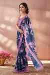 Buy Multi Color Chinon Mirrors Printed Saree With Unstitched Blouse ...