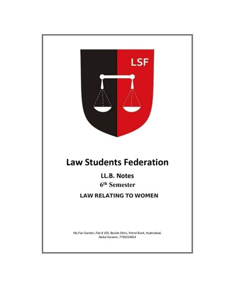 LSF C Law Notes: Women and Law - 6th Semester Overview - Studocu