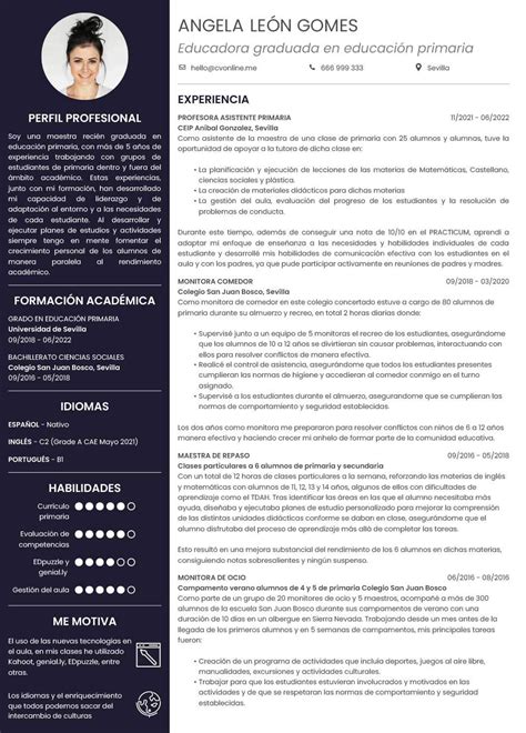 Currículum Profesor - Guía y modelos Gratis para docentes - cvonline.me