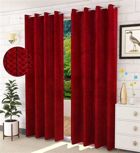 Buy Vedartah Velvet Long Door Curtains-9 Feet,Pack of 2(Maroon) Online ...