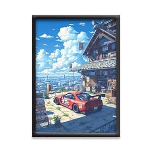 Jurojin Junction | Japanese Pixel Art | Skyline Framed Poster | Cars ...