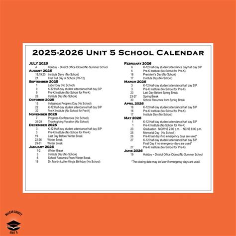 The 2025-2026 Unit 5 Calendar is here!... - McLean County U5 | Facebook