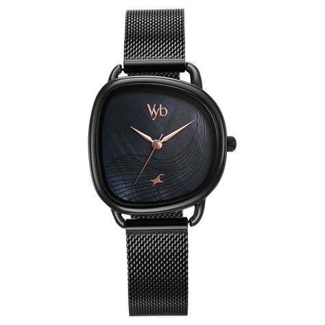 Fastrack Vyb Manifester Quartz Analog Black Dial Stainless Steel Strap ...