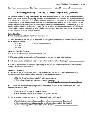 Image result for Setting Up a Linear Programming Problem