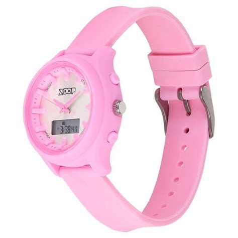 Buy Online Zoop Ana-Digi Watch with Silver Dial & Pink Strap for Girls ...