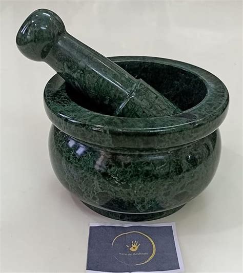 Rajasthan Art Green marble mortar and pestle set/stone srinder/khara ...