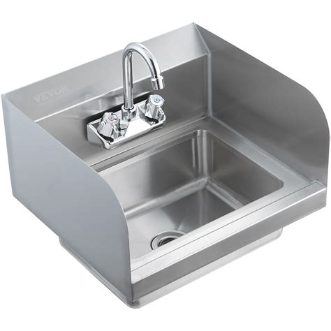 VEVOR Commercial Hand Sink with Faucet and Side Splash, NSF Stainless ...