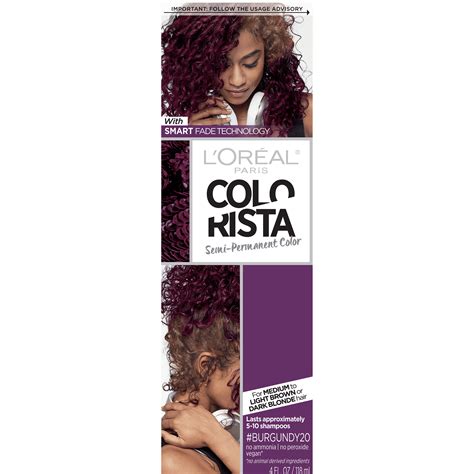 L'Oreal Paris Colorista Semi Permanent Hair Color, Brunette Burgundy ...