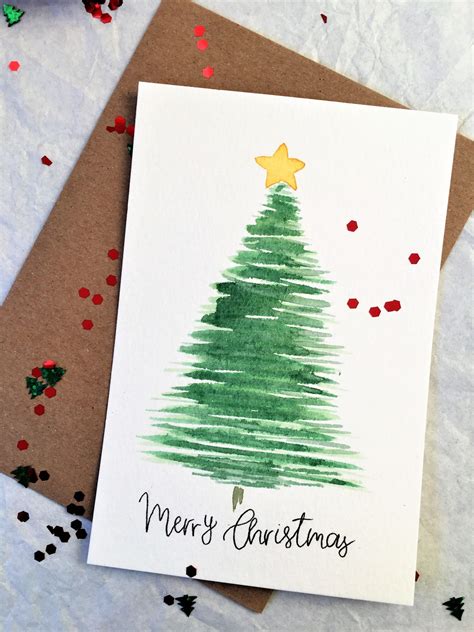 handmade christmas cards with trees
