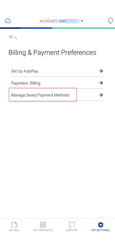 Manage saved payment methods | Brightspeed