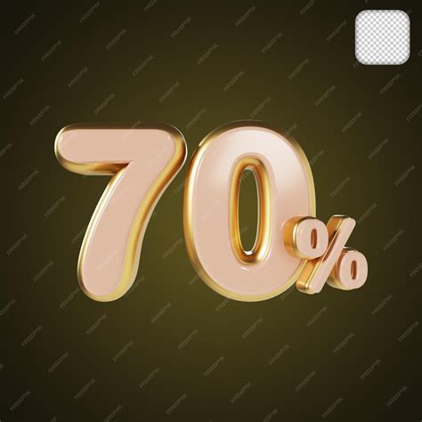 Premium PSD | Gold number 70 percentage 3d illustration