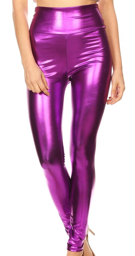 Sakkas Shiny Liquid Metallic High Waist Stretch Leggings - Made in USA ...