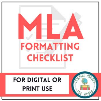 MLA Format Checklist 的图像结果