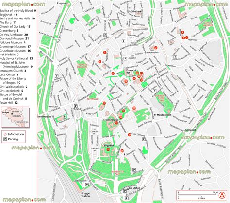 Bruges map - Updated attractions map in English showing location of the official tourist ...