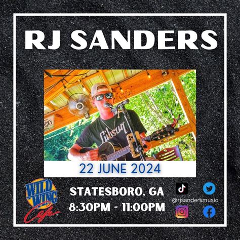 RJ Sanders LIVE @ Wild Wing Cafe, 52 Aspen Heights Drive, Statesboro ...