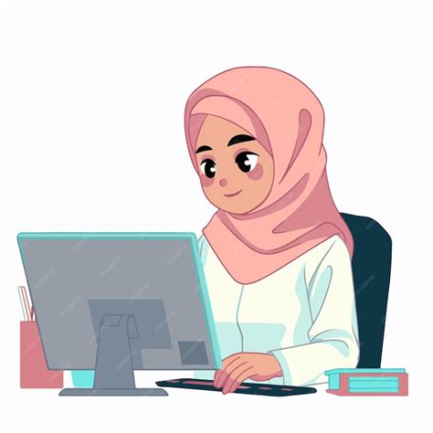 Woman Working On Computer Cartoon 的图像结果