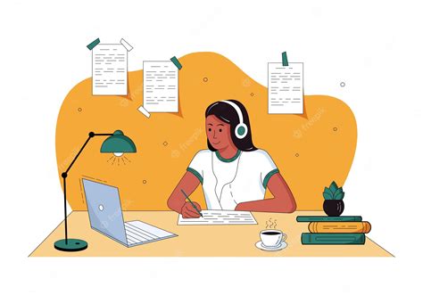 Premium Vector | Online education girl study online at computer vector illustration for landing ...