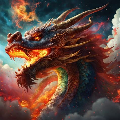 Beautiful Red Chinese Dragon Art