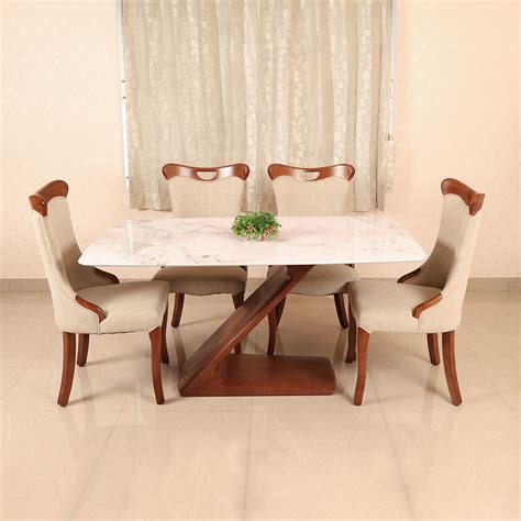 Maark Marble Top 4-Seater Dining Set | Elegant & Durable | The Maark Trendz