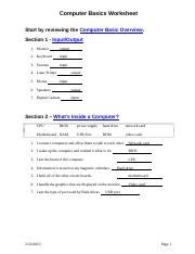 Computer Basics Worksheet 的图像结果