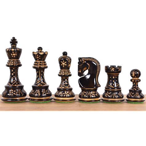 3.75" Artisan Carving Burnt Zagreb Chess Pieces Only Set - Weighted-Box ...