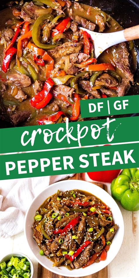 Easy Crockpot Pepper Steak | Recipe | Pepper steak, Crockpot steak ...
