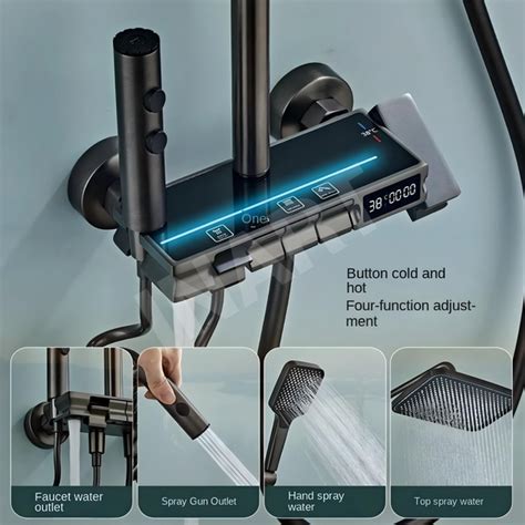 Inart LED Rainfall Modular Shower Panel - Luxury Black Stainless Steel ...