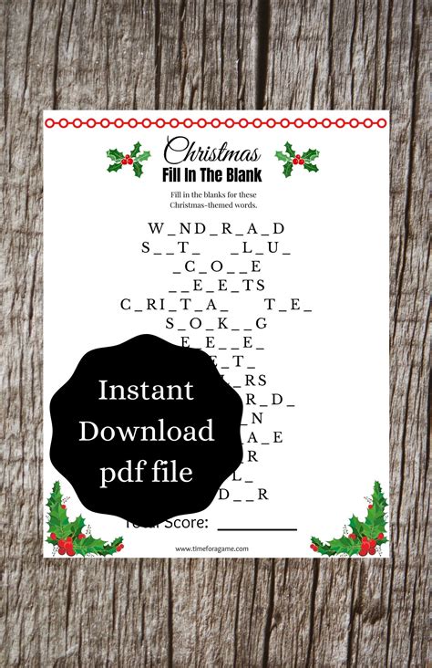 Printable Christmas Fill In The Blank Games | Rossy Printable