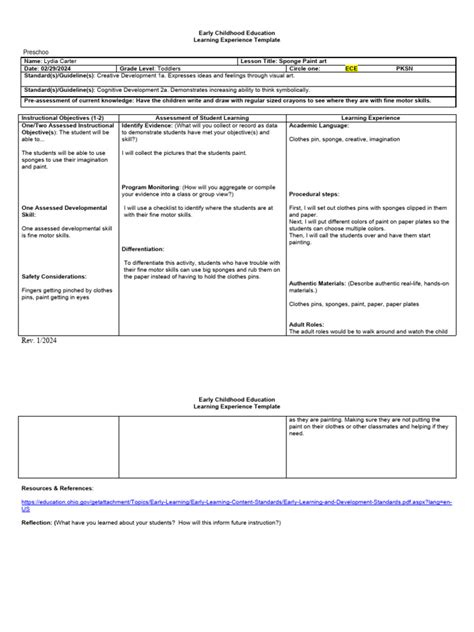 Image result for Visual Art Lesson Plan Example