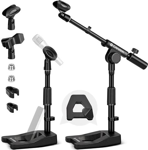 Amazon.com: CAHAYA Mic Stand Desk Adjustable - Boom Arm Desktop Microphone Stand Metal Weighted ...