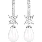 Clara 92.5 Sterling Silver Swiss Zirconia Pearl Earrings |Gift for ...