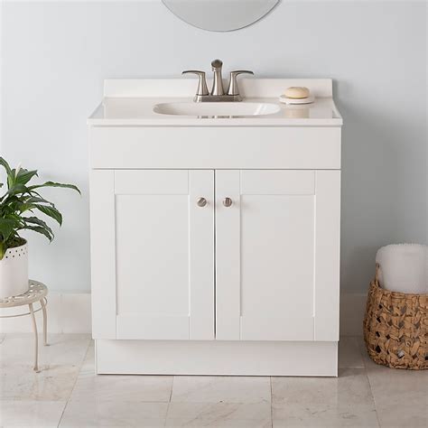 Project Source 30-in White Single Sink Bathroom Vanity with White ...
