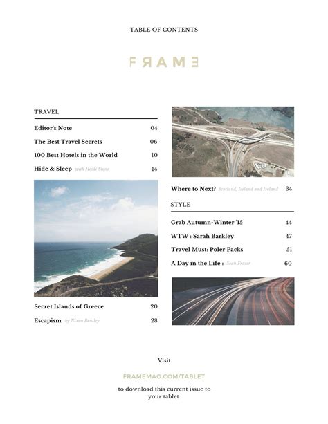 Table Of Contents Magazine Template