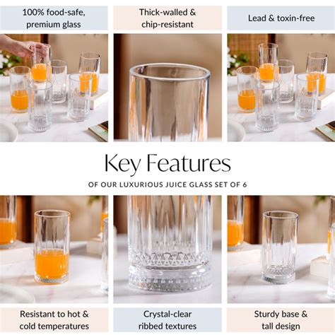 Crystal Clarity Luxurious Juice Glass Set Of 6 490ml Online - Premium ...