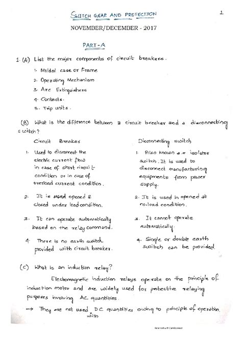 SGP NOV-2017 Paper Solutions - SWITCH GEAR AND PROTECTION 1 2017 1. (A ...
