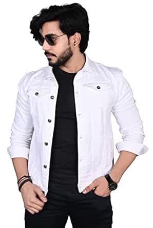 Buy Allons-Y Let's go Full Sleeve Solid Men White Denim Jacket (XL) at ...