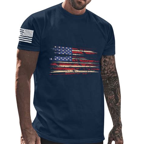 Xysaqa Mens T-Shirts Boys Shirts Men's American Flag T-Shirts Cotton ...