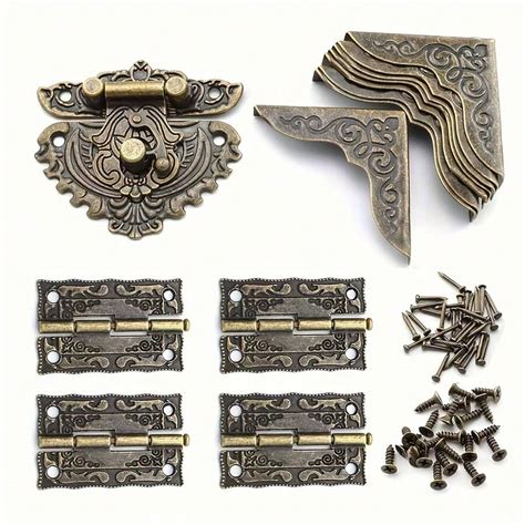 13 Pcs Antique Engraved Latch Hinges And Box Corner Protectors, Jewelry ...
