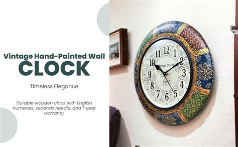 Buy Vintage Clock Hand-Painted Wooden Wall Clock / 12 Inch (30 CM's ...
