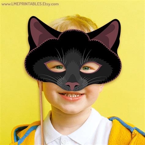 Black Cat Mask Printable Halloween Party Costume Pet Animal - Etsy